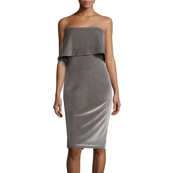 NWT Likely Driggs Strapless Velvet Pewter Dress - Picture 1 of 14